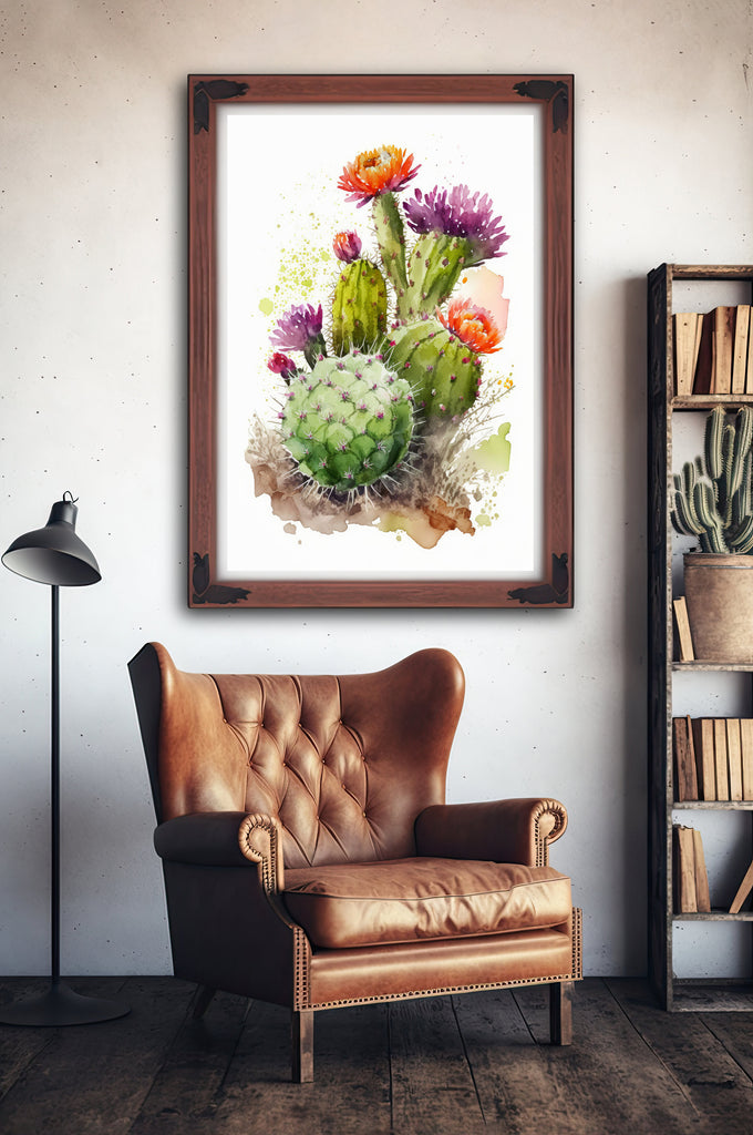 Cactus Plant Flower Print Watercolor Painting Botanical Wall Art Southwest Artwork Gift Rustic Desert Home Decor