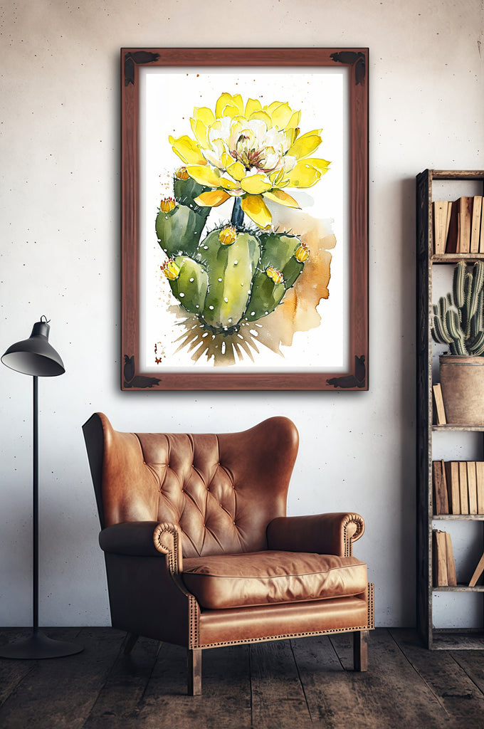 Cactus Plant Flower Print Watercolor Painting Botanical Wall Art Southwest Artwork Gift Rustic Desert Home Decor