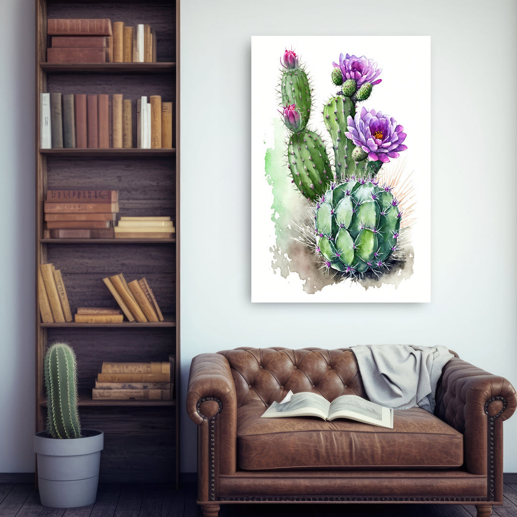 Cactus Plant Flower Print Watercolor Painting Botanical Wall Art Southwest Artwork Gift Rustic Desert Home Decor