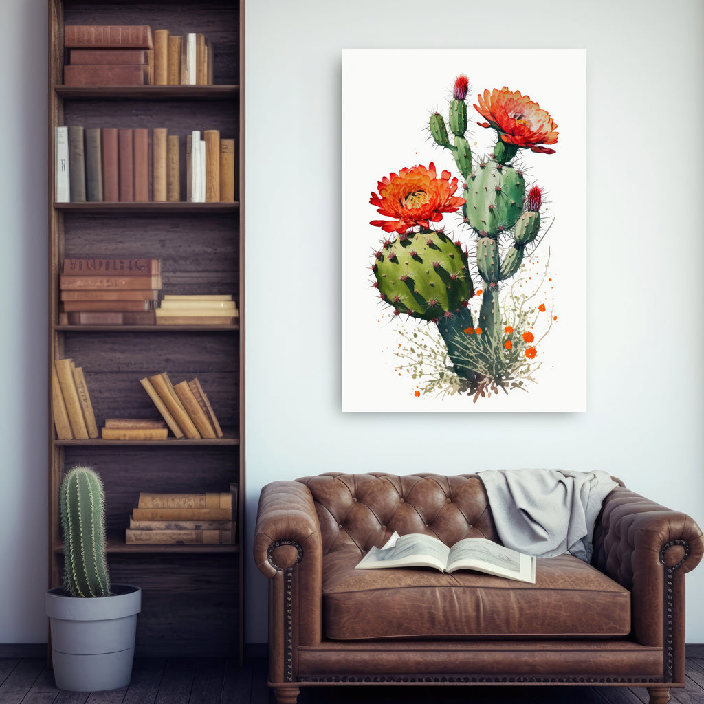 Cactus Plant Flower Print Watercolor Painting Botanical Wall Art Southwest Artwork Gift Rustic Desert Home Decor