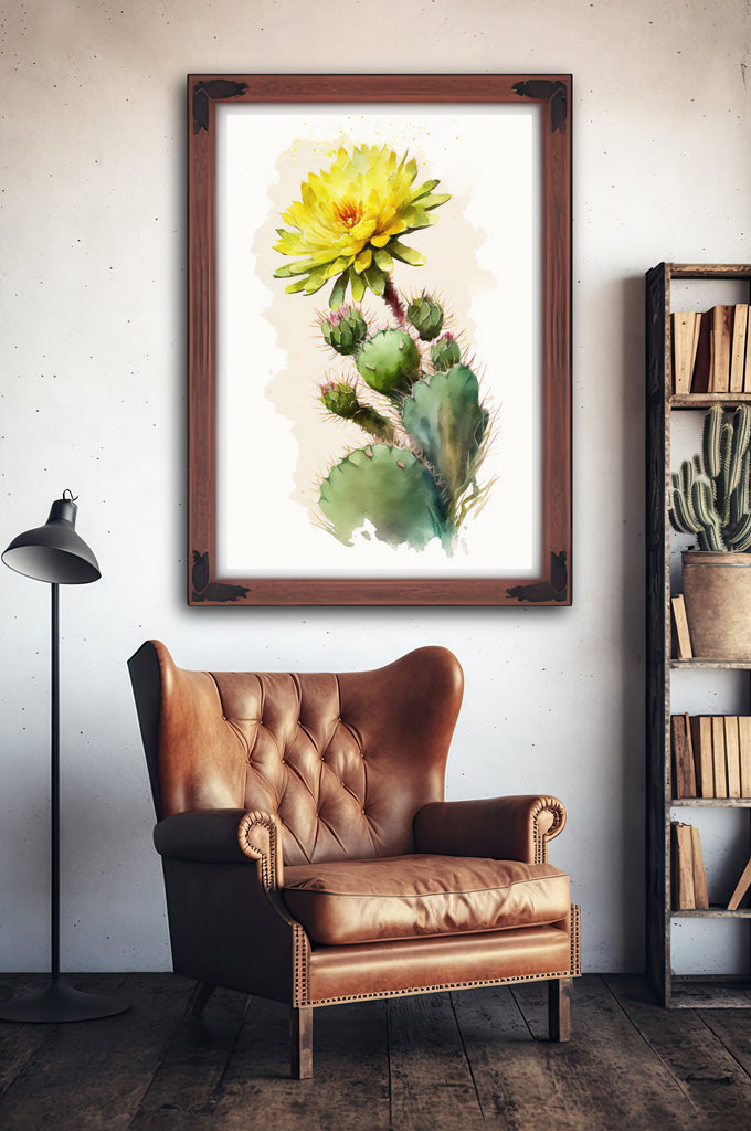 Cactus Plant Flower Print Watercolor Painting Botanical Wall Art Southwest Artwork Gift Rustic Desert Home Decor