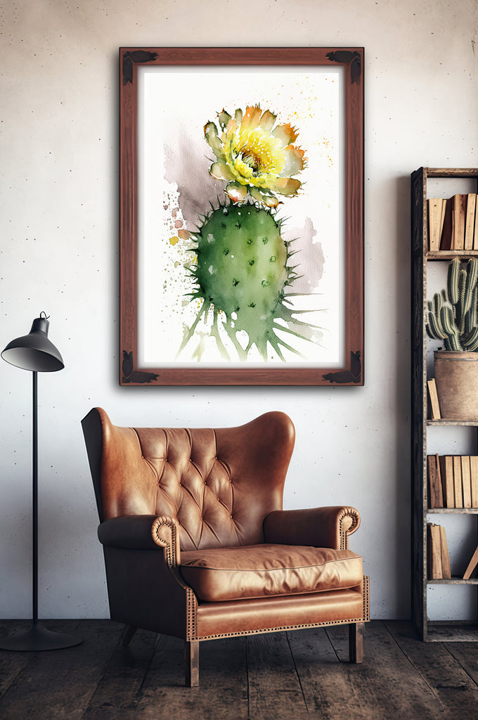 Cactus Plant Flower Print Watercolor Painting Botanical Wall Art Southwest Artwork Gift Rustic Desert Home Decor