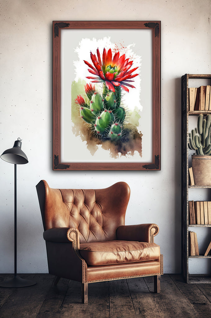 Cactus Plant Flower Print Watercolor Painting Botanical Wall Art Southwest Artwork Gift Rustic Desert Home Decor