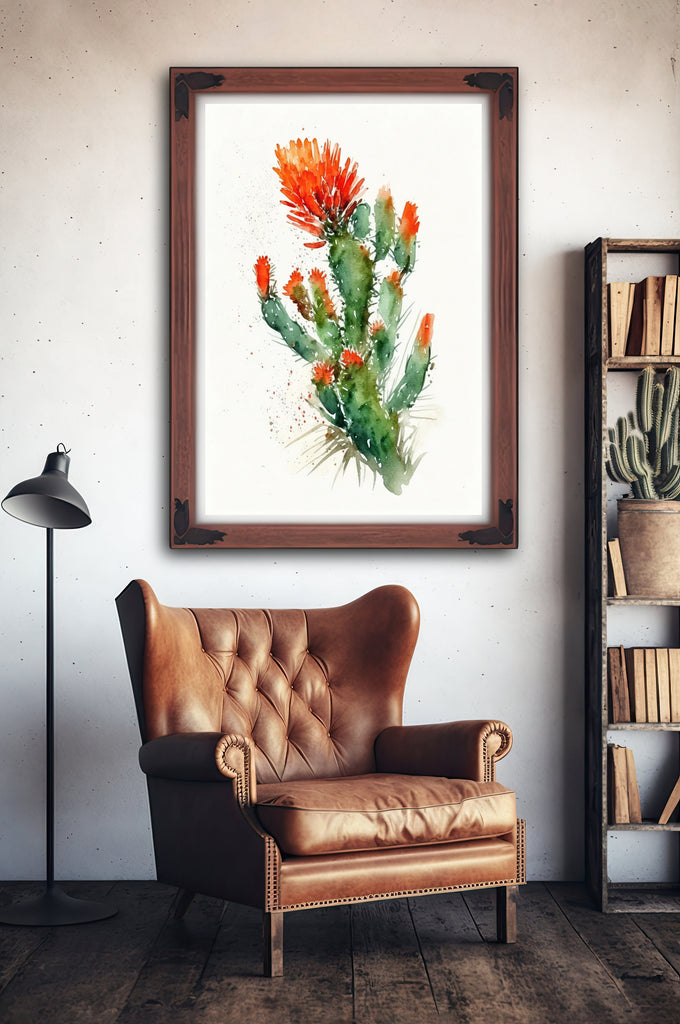 Cactus Plant Flower Print Watercolor Painting Botanical Wall Art Southwest Artwork Gift Rustic Desert Home Decor