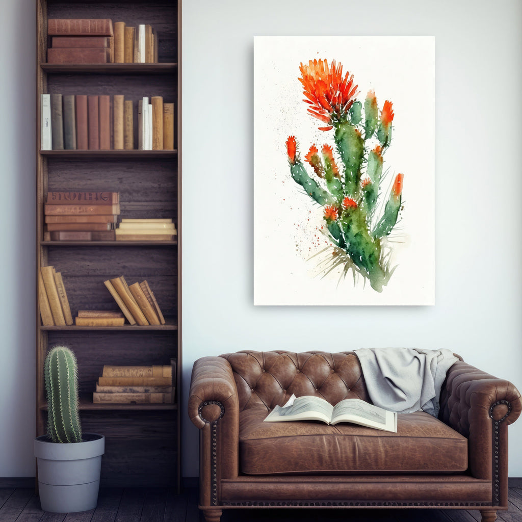 Cactus Plant Flower Print Watercolor Painting Botanical Wall Art Southwest Artwork Gift Rustic Desert Home Decor