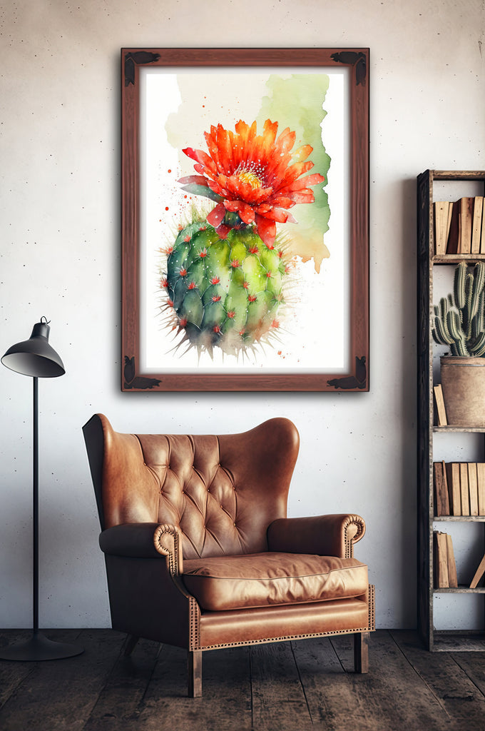 Cactus Plant Flower Print Watercolor Painting Botanical Wall Art Southwest Artwork Gift Rustic Desert Home Decor