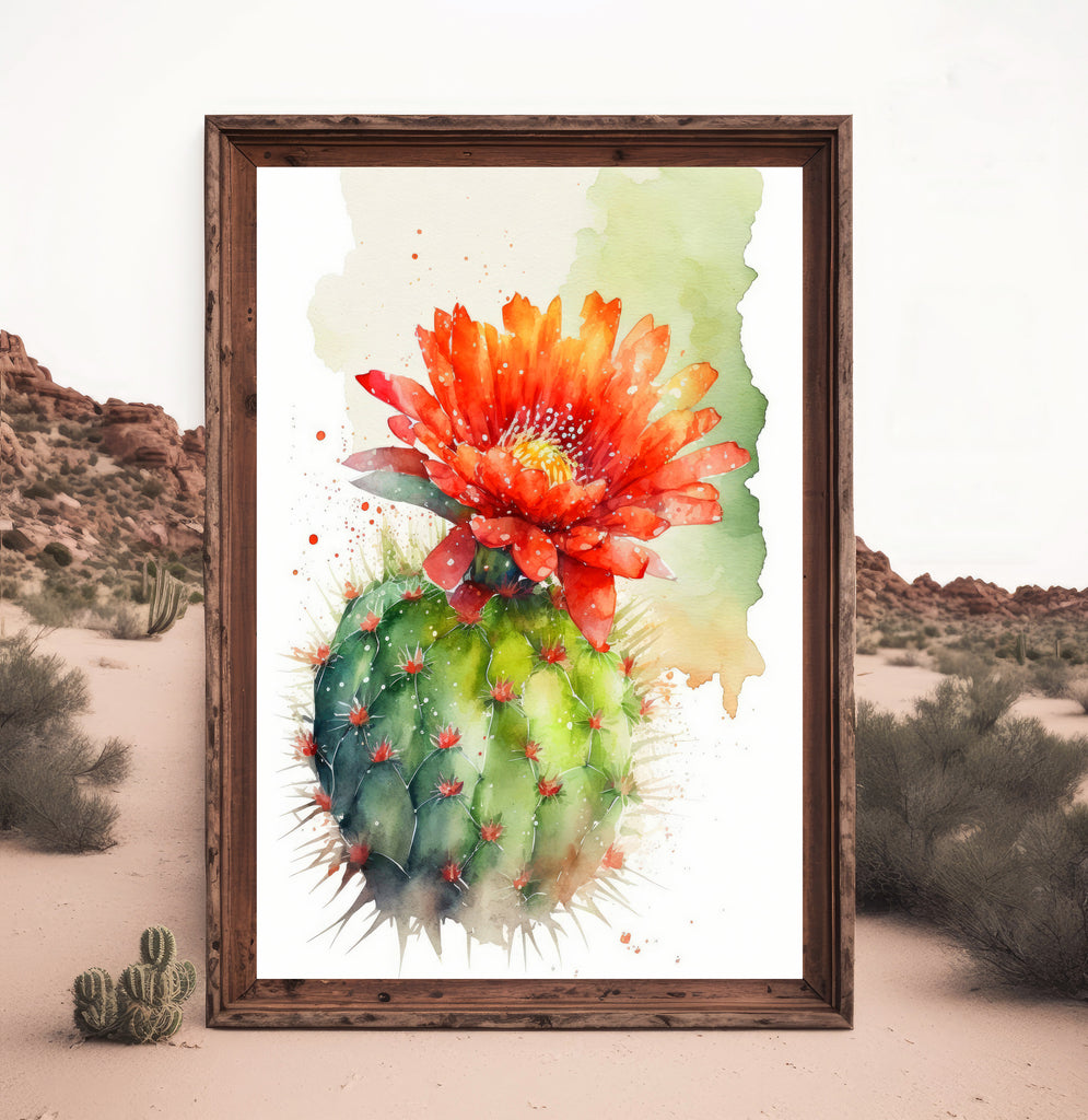 Cactus Plant Flower Print Watercolor Painting Botanical Wall Art Southwest Artwork Gift Rustic Desert Home Decor