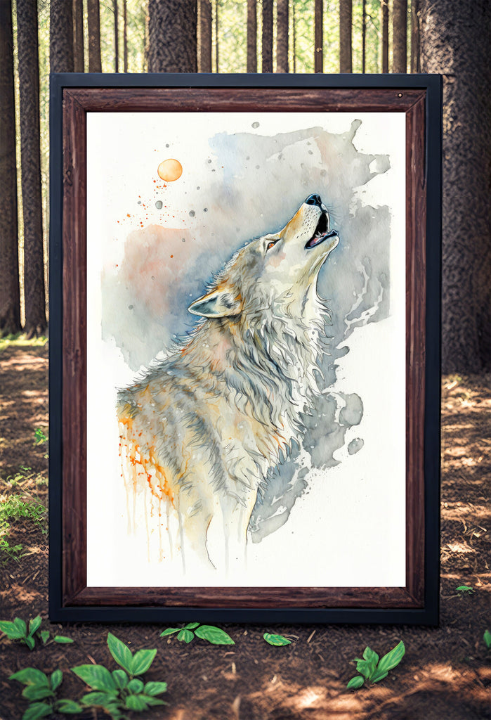 Wolf Watercolor Print Forest Wall Art Nature Wildlife Gift Wild Animal Painting Woodland Home Decor