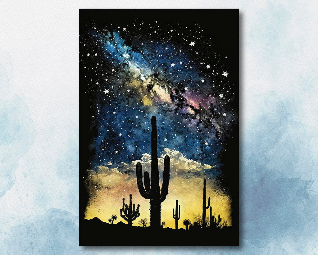 Desert Milky Way Art Print Watercolor Landscape Wall Art Southwest Gift Sonoran Cactus Beautiful Starry Night Western Decor