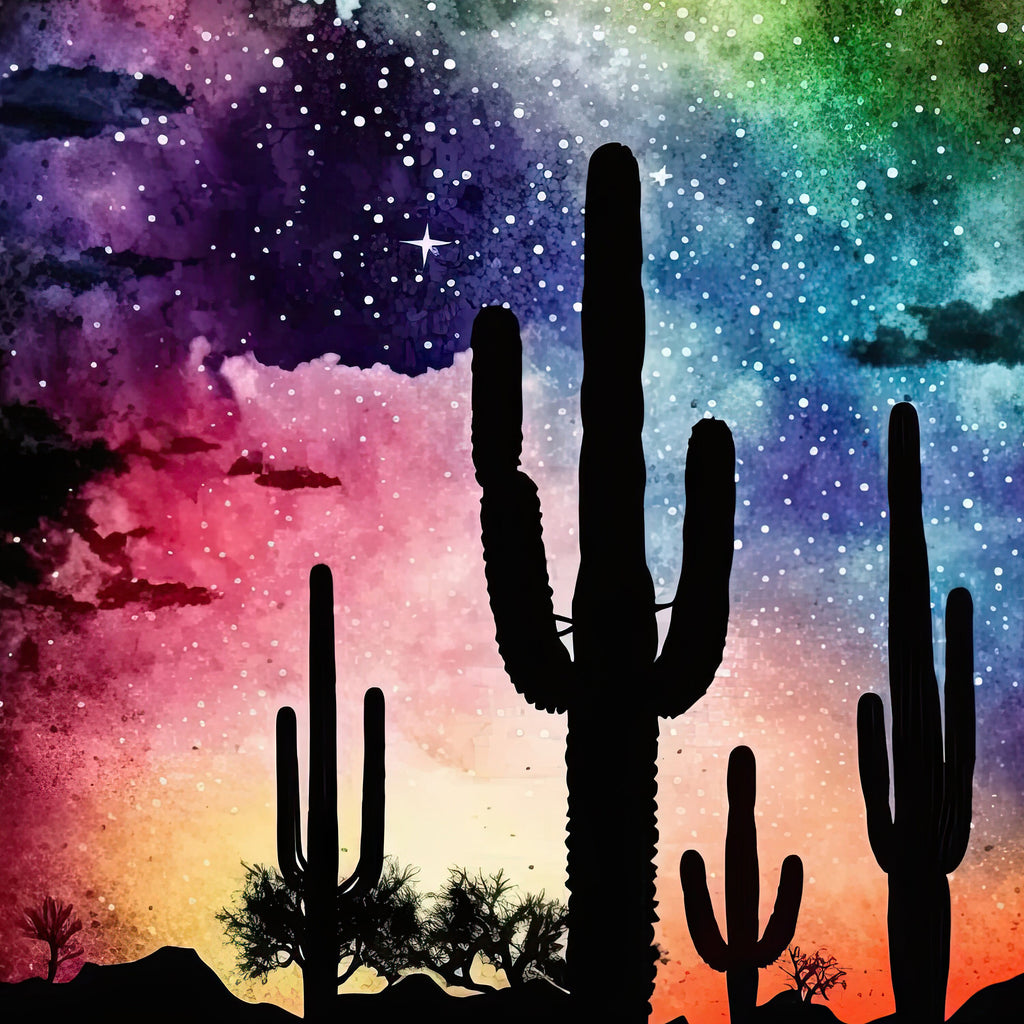 Desert Milky Way Art Print Watercolor Landscape Wall Art Southwest Gift Sonoran Cactus Beautiful Starry Night Western Decor