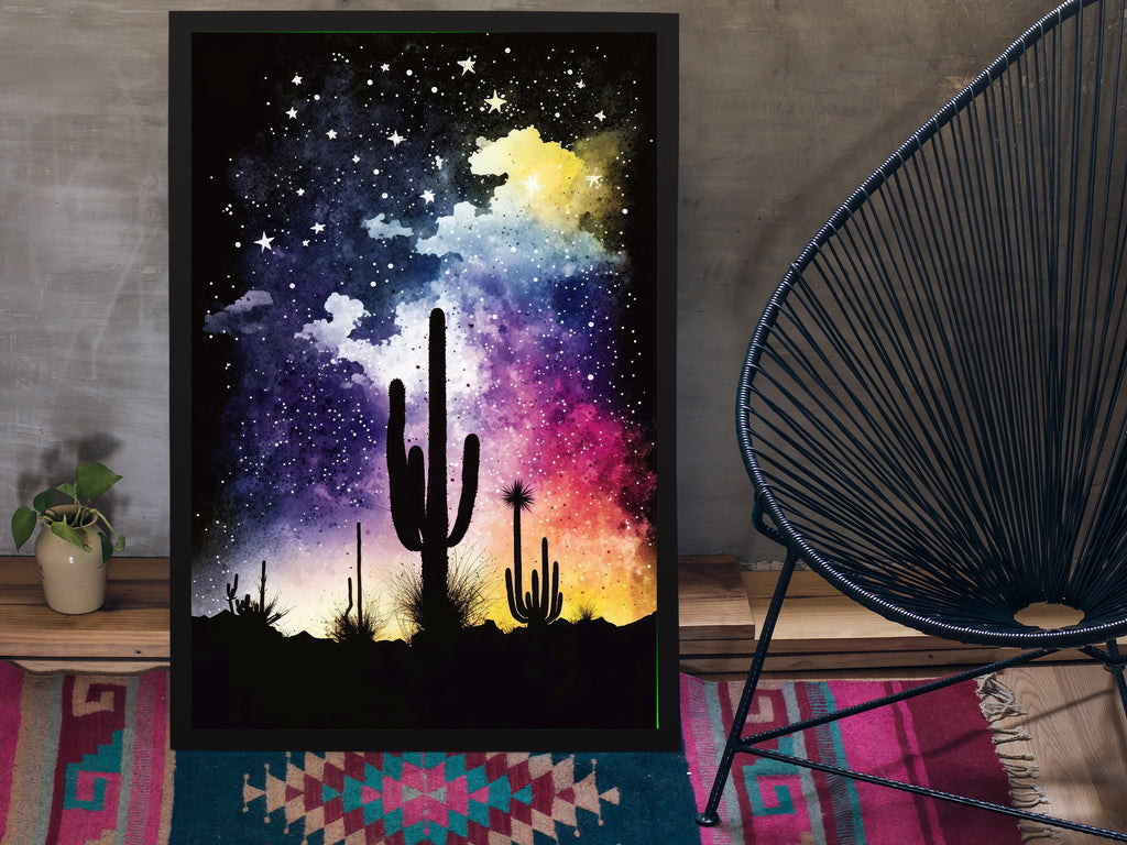 Desert Milky Way Art Print Watercolor Landscape Wall Art Southwest Gift Sonoran Cactus Beautiful Starry Night Western Decor