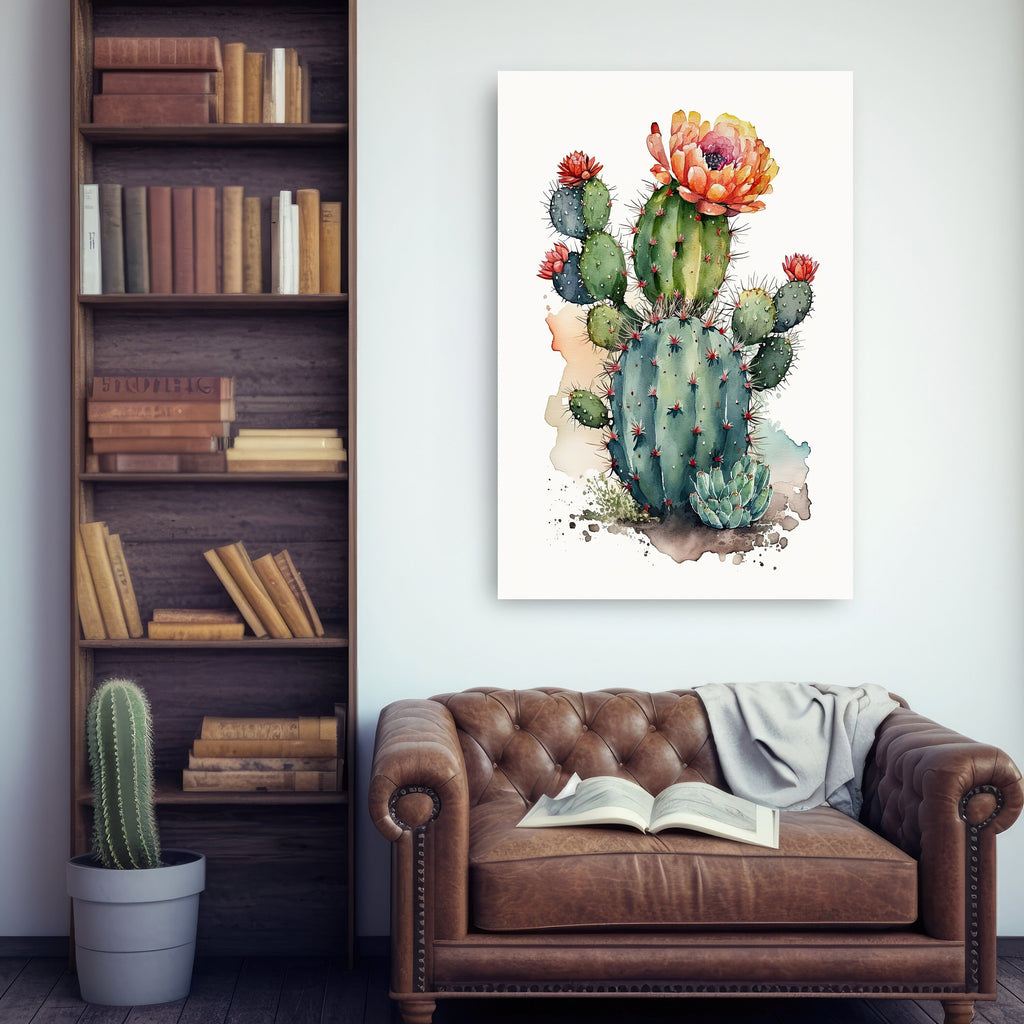 Cactus Plant Flower Print Watercolor Painting Botanical Wall Art Southwest Artwork Gift Rustic Desert Home Decor