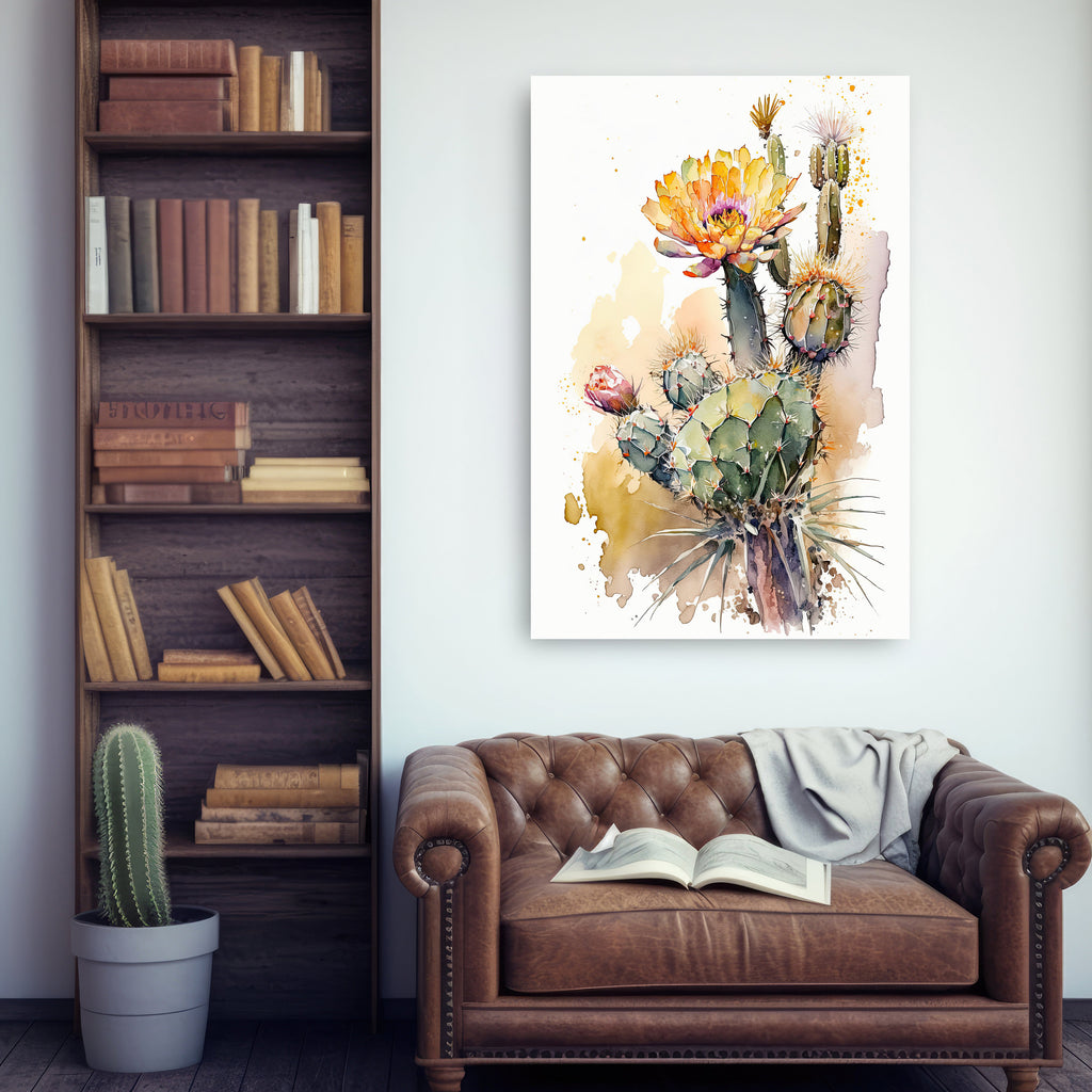 Cactus Plant Flower Print Watercolor Painting Botanical Wall Art Southwest Artwork Gift Rustic Desert Home Decor