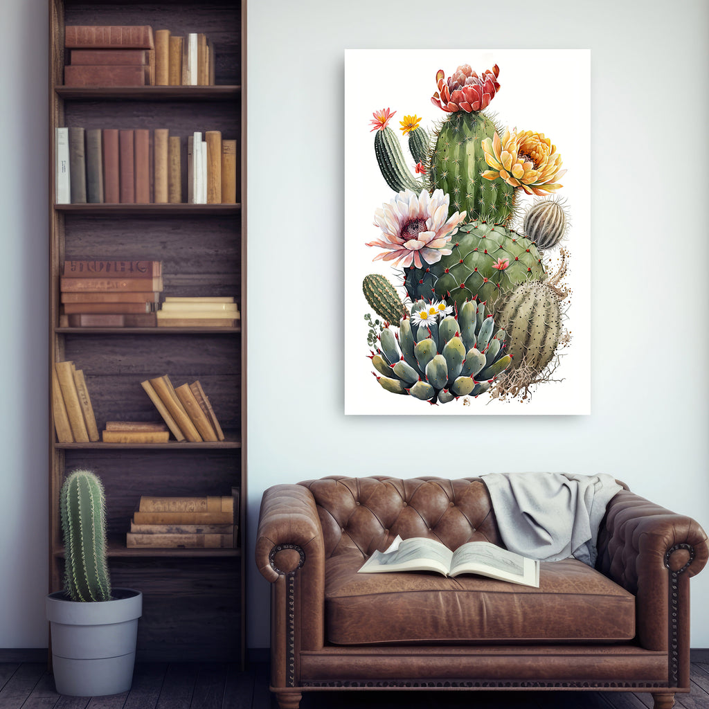 Cactus Plant Flower Print Watercolor Painting Botanical Wall Art Southwest Artwork Gift Rustic Desert Home Decor