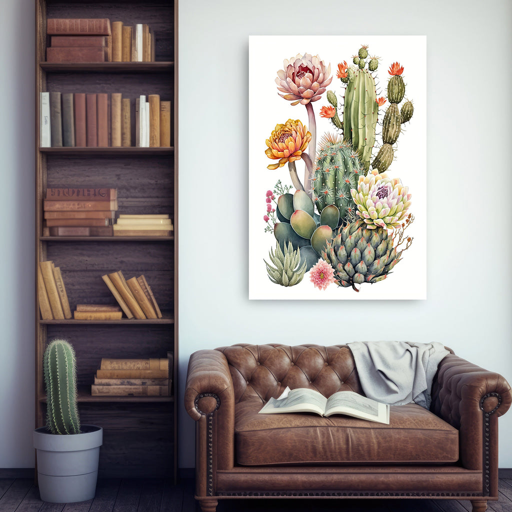 Cactus Plant Flower Print Watercolor Painting Botanical Wall Art Southwest Artwork Gift Rustic Desert Home Decor