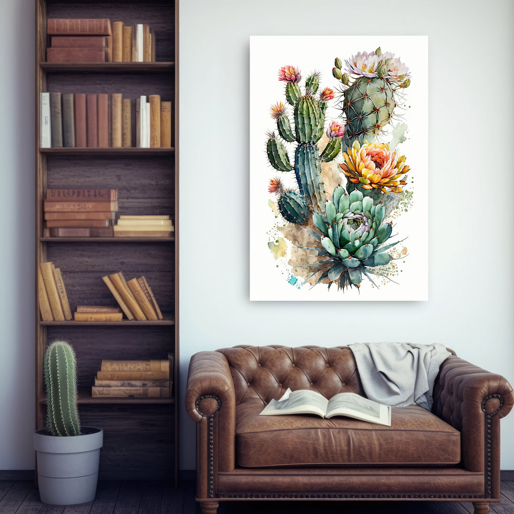 Cactus Plant Flower Print Watercolor Painting Botanical Wall Art Southwest Artwork Gift Rustic Desert Home Decor