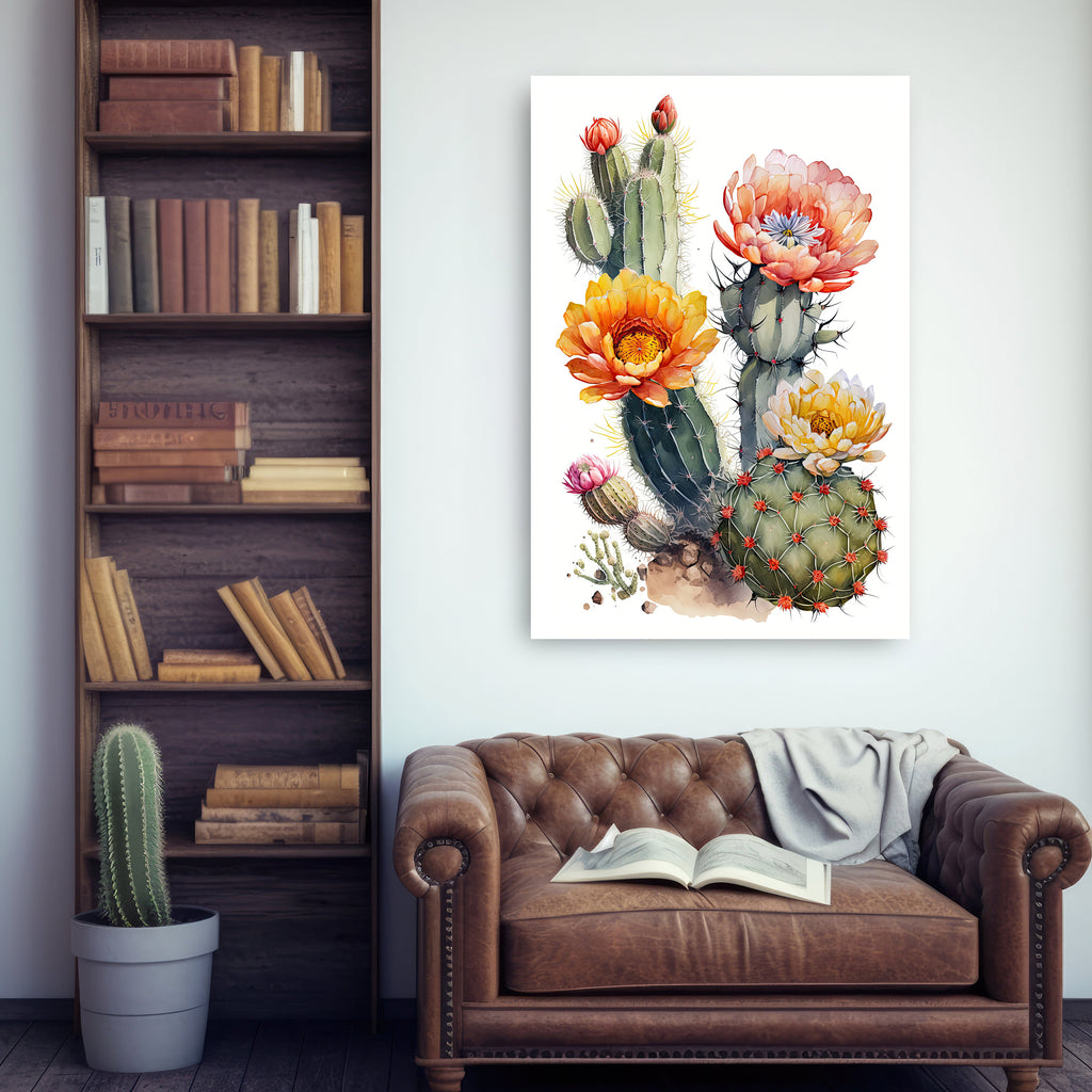 Cactus Plant Flower Print Watercolor Painting Botanical Wall Art Southwest Artwork Gift Rustic Desert Home Decor