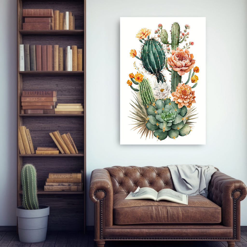 Cactus Plant Flower Print Watercolor Painting Botanical Wall Art Southwest Artwork Gift Rustic Desert Home Decor