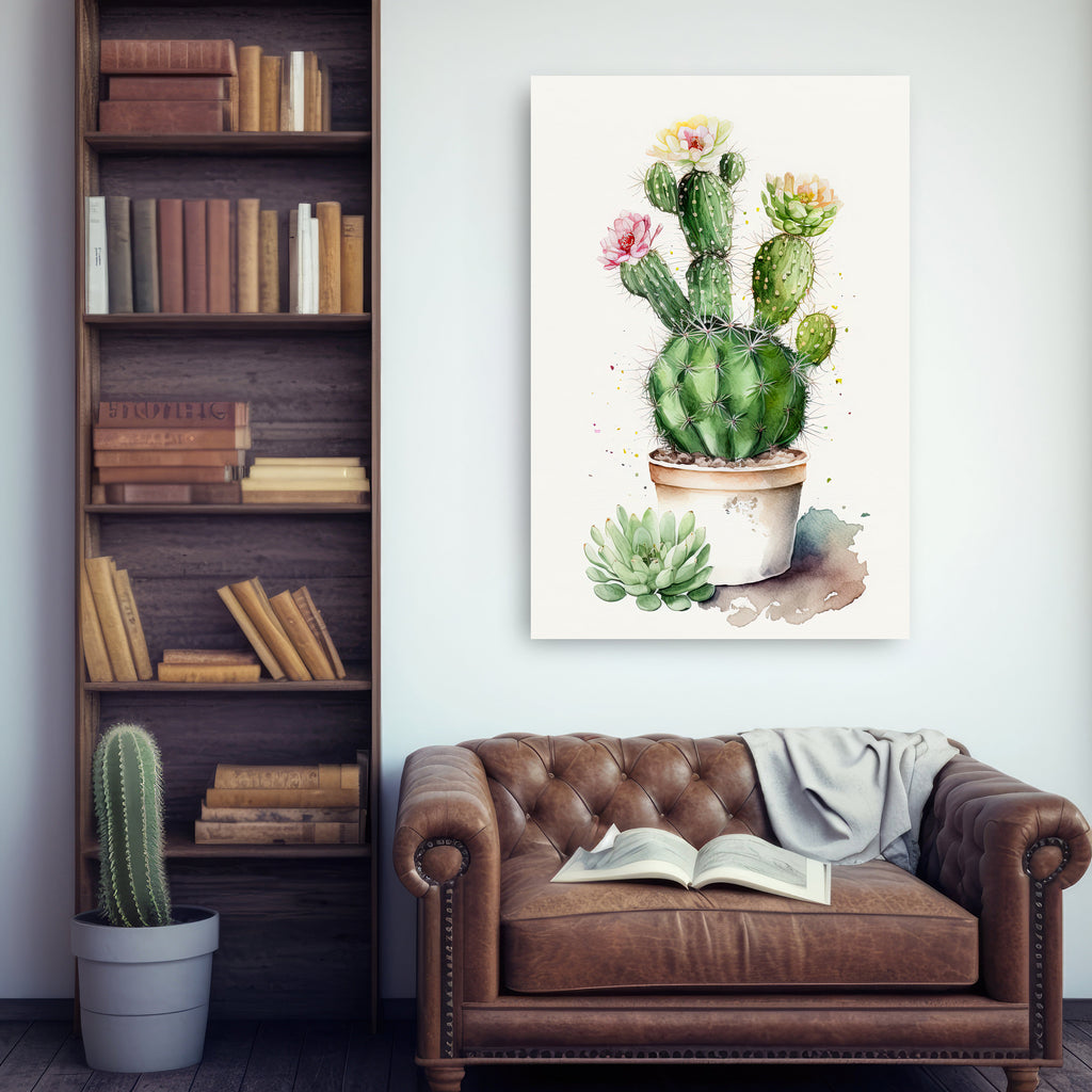 Cactus Plant Flower Print Watercolor Painting Botanical Wall Art Southwest Artwork Gift Rustic Desert Home Decor