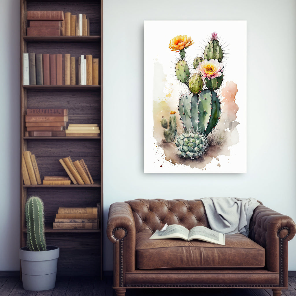 Cactus Plant Flower Print Watercolor Painting Botanical Wall Art Southwest Artwork Gift Rustic Desert Home Decor