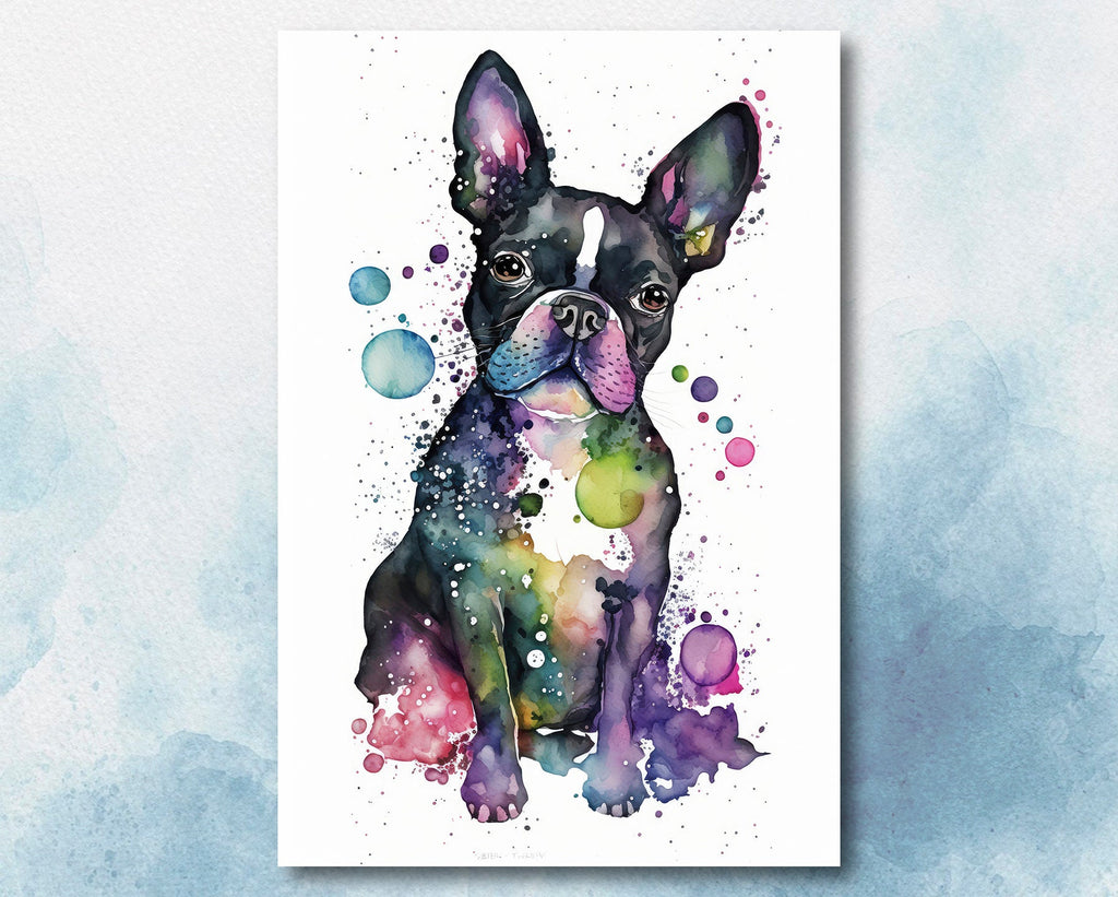 Boston Terrier Dog Watercolor Print Cute Pet Keepsake Wall Art Dog Lover Gift Adorable Canine Home Decor for Puppy Lovers!