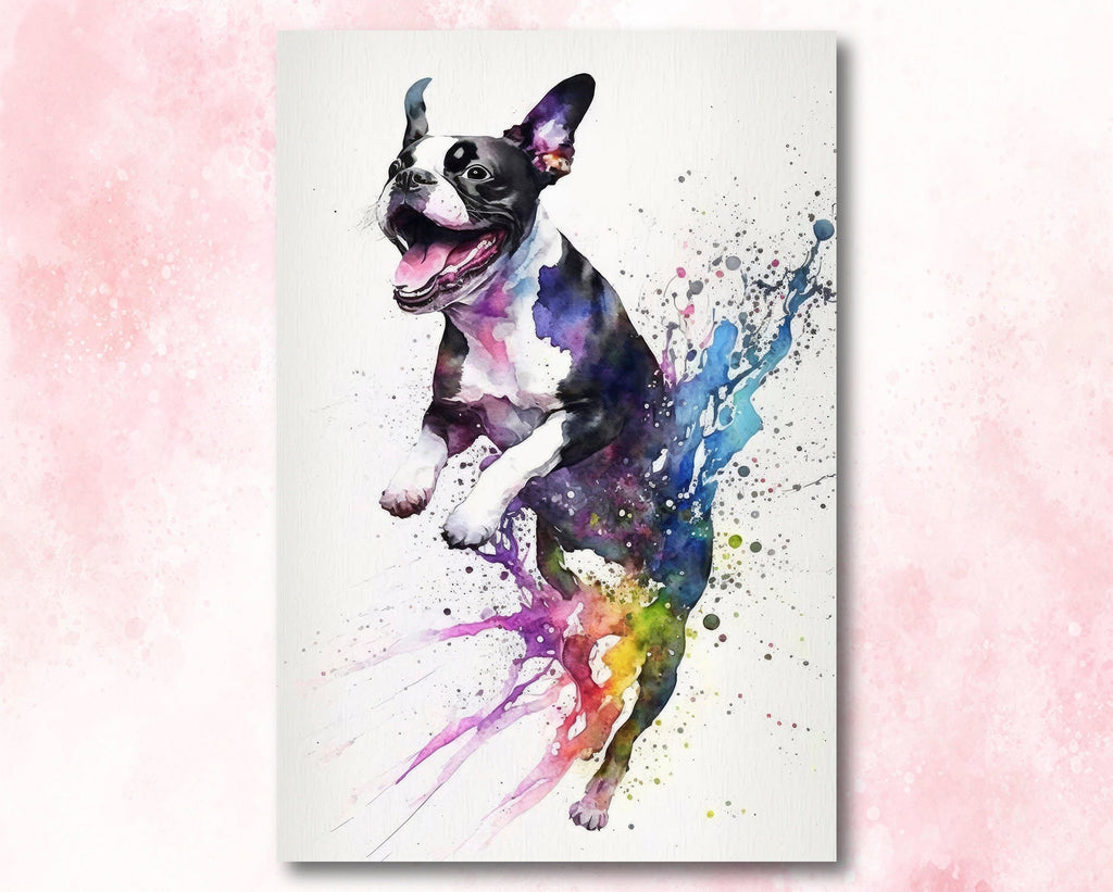 Boston Terrier Dog Watercolor Print Cute Pet Keepsake Wall Art Dog Lover Gift Adorable Canine Home Decor for Puppy Lovers!