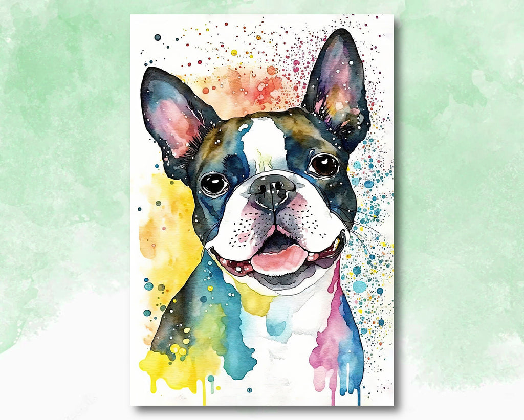 Boston Terrier Dog Watercolor Print Cute Pet Keepsake Wall Art Dog Lover Gift Adorable Canine Home Decor for Puppy Lovers!