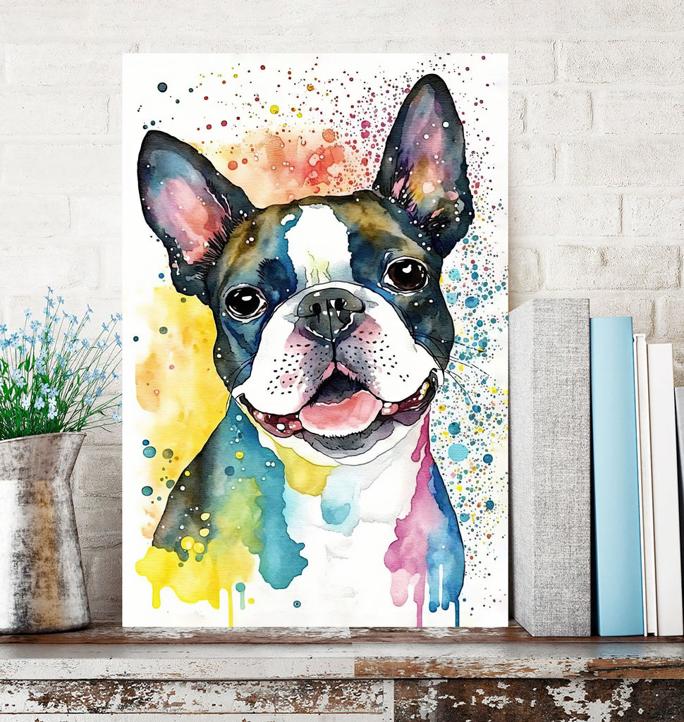 Boston Terrier Dog Watercolor Print Cute Pet Keepsake Wall Art Dog Lover Gift Adorable Canine Home Decor for Puppy Lovers!