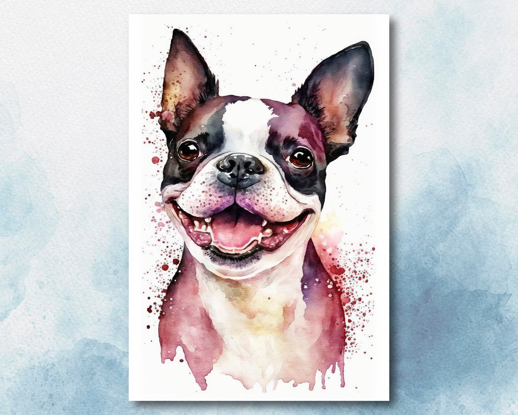 Boston Terrier Dog Watercolor Print Cute Pet Keepsake Wall Art Dog Lover Gift Adorable Canine Home Decor for Puppy Lovers!