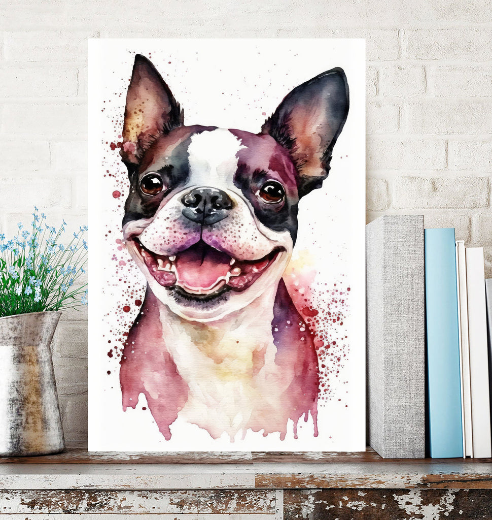 Boston Terrier Dog Watercolor Print Cute Pet Keepsake Wall Art Dog Lover Gift Adorable Canine Home Decor for Puppy Lovers!