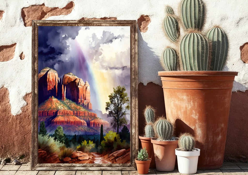 Watercolor Sedona Print Arizona Southwest Wall Art Landscape Art Gift Desert Home Western Decor