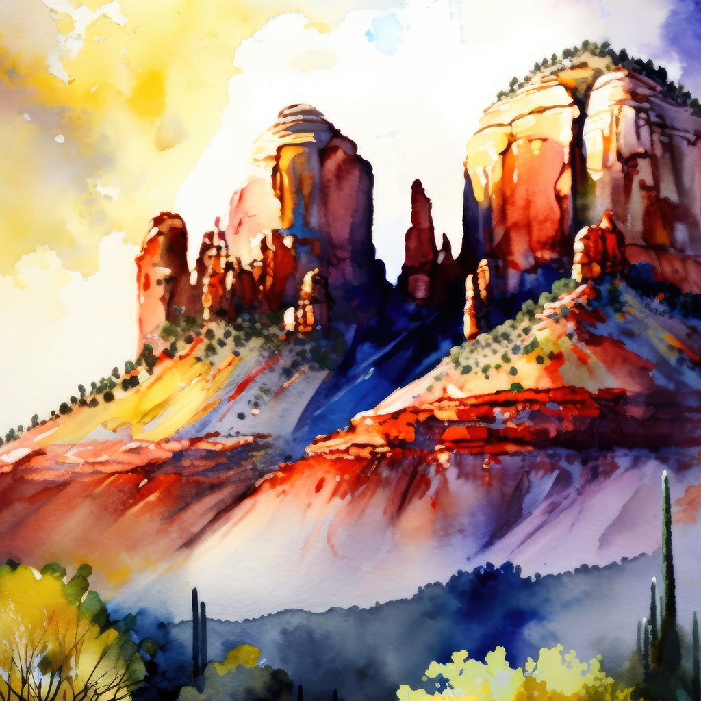 Watercolor Sedona Print Arizona Southwest Wall Art Landscape Art Gift Desert Home Western Decor