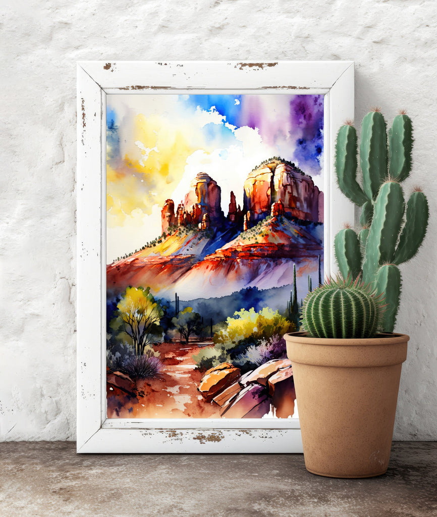 Watercolor Sedona Print Arizona Southwest Wall Art Landscape Art Gift Desert Home Western Decor