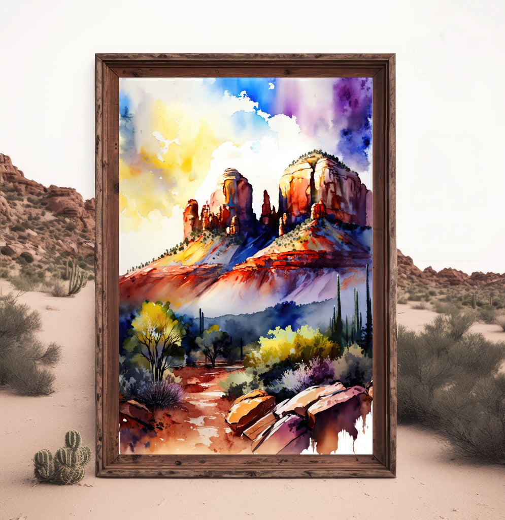 Watercolor Sedona Print Arizona Southwest Wall Art Landscape Art Gift Desert Home Western Decor