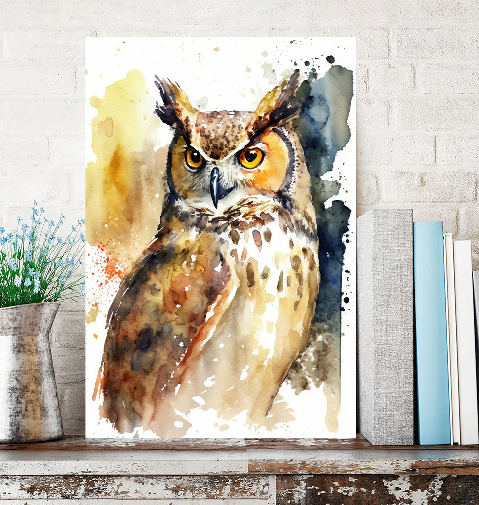 Watercolor Owl Painting Print Forest Wall Art Nature Bird Wildlife Gift Wild Animal Painting Woodland Nursery Home Decor