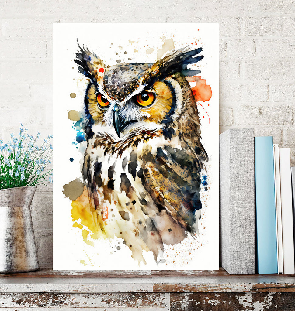 Watercolor Owl Painting Print Forest Wall Art Nature Bird Wildlife Gift Wild Animal Painting Woodland Nursery Home Decor