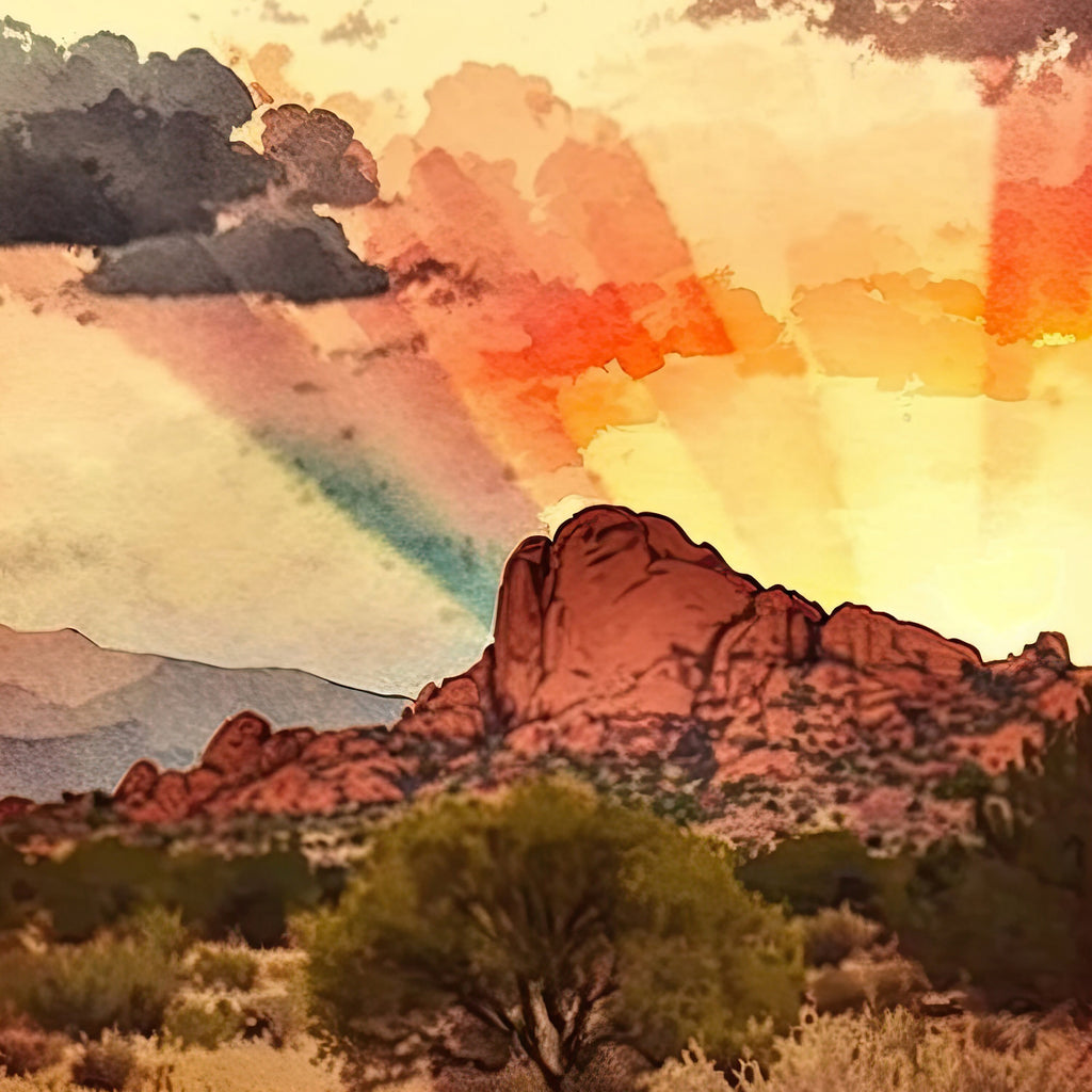 Watercolor Sedona Arizona Sunset Art Print Southwest Wall Art Landscape Gift Desert Home Western Decor