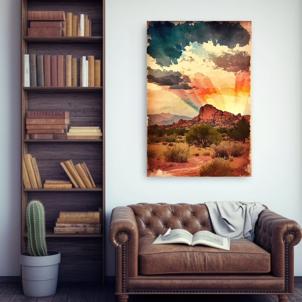 Watercolor Sedona Arizona Sunset Art Print Southwest Wall Art Landscape Gift Desert Home Western Decor