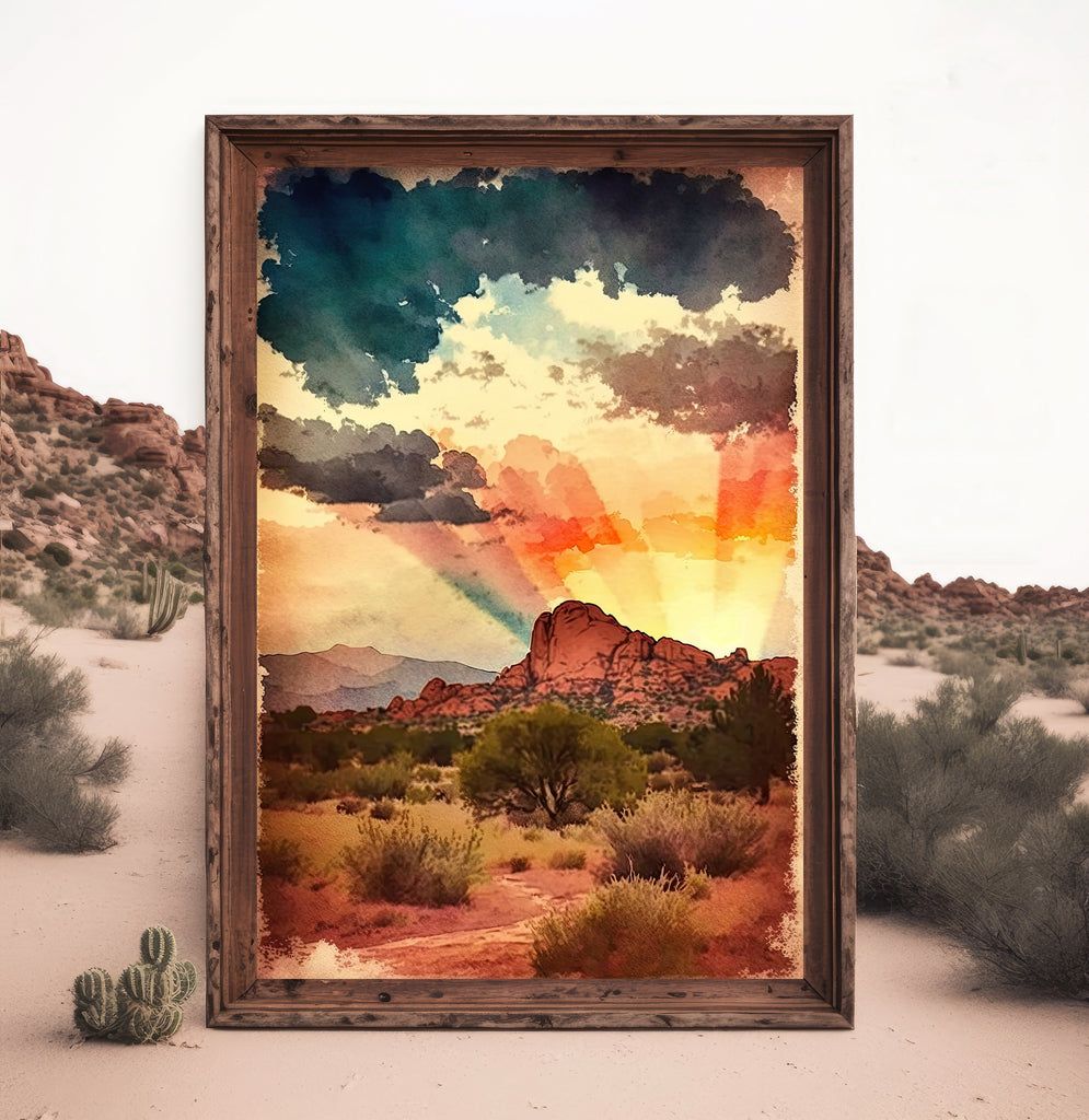 Watercolor Sedona Arizona Sunset Art Print Southwest Wall Art Landscape Gift Desert Home Western Decor