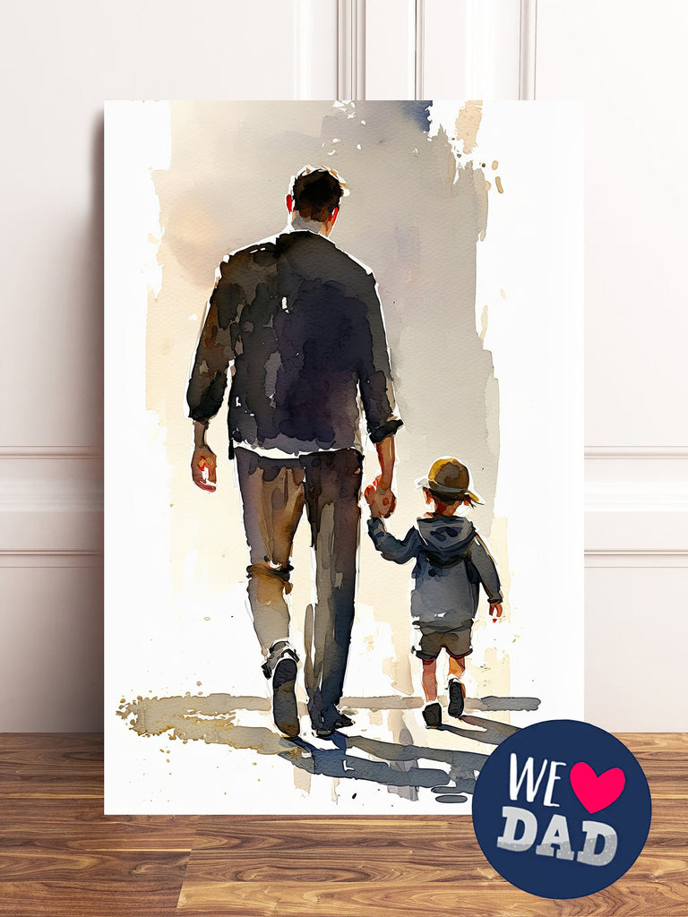 Father Son Watercolor Painting Fathers Day Gift For Him Print Cute Dad Wall Art Daddy Home Decor