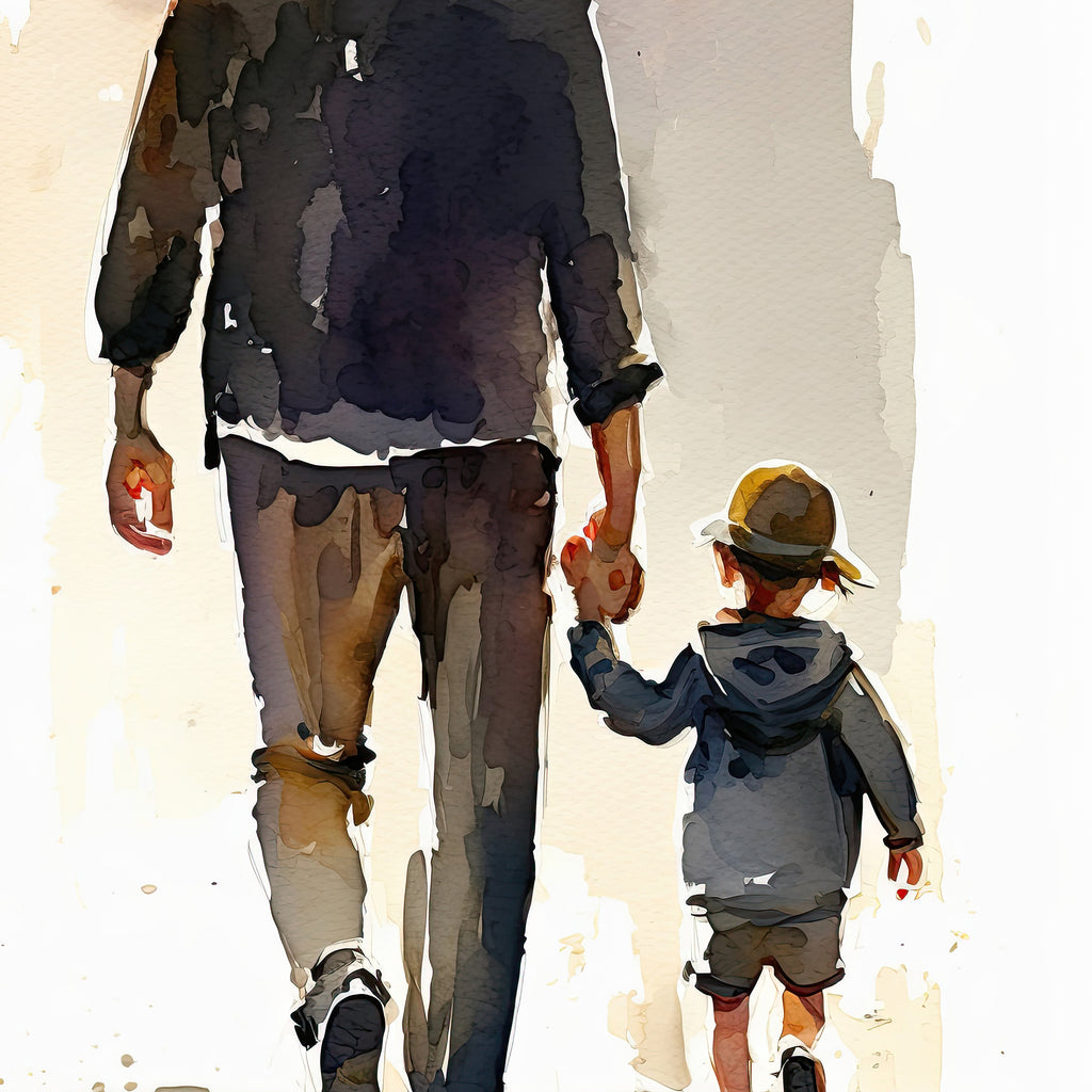 Father Son Watercolor Painting Fathers Day Gift For Him Print Cute Dad Wall Art Daddy Home Decor