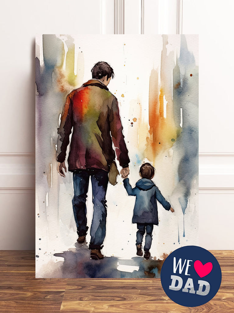 Father Son Watercolor Painting Fathers Day Gift For Him Print Cute Dad Wall Art Daddy Home Decor