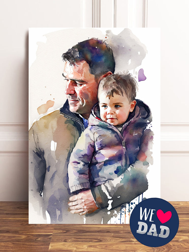 Father Son Watercolor Painting Fathers Day Gift For Him Print Cute Dad Wall Art Daddy Home Decor