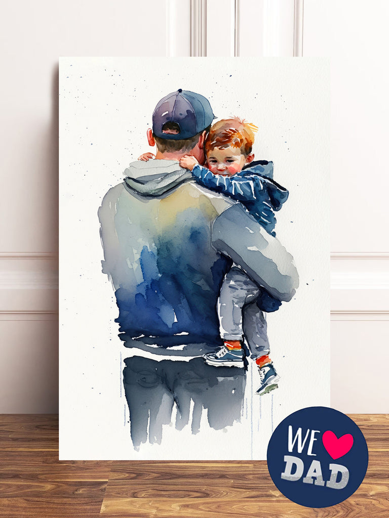 Father Son Watercolor Painting Fathers Day Gift For Him Print Cute Dad Wall Art Daddy Home Decor