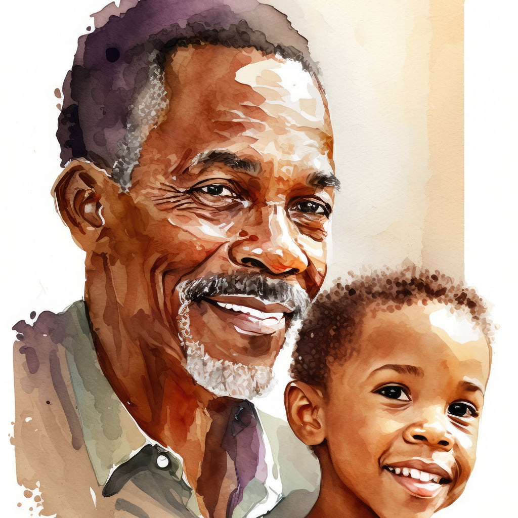 African American Fathers Day Card Watercolor Dad Gift For Him Daddy Father's Day Gift Greeting Card - 5x7 inches in Packs of 1, 10, 30, & 50