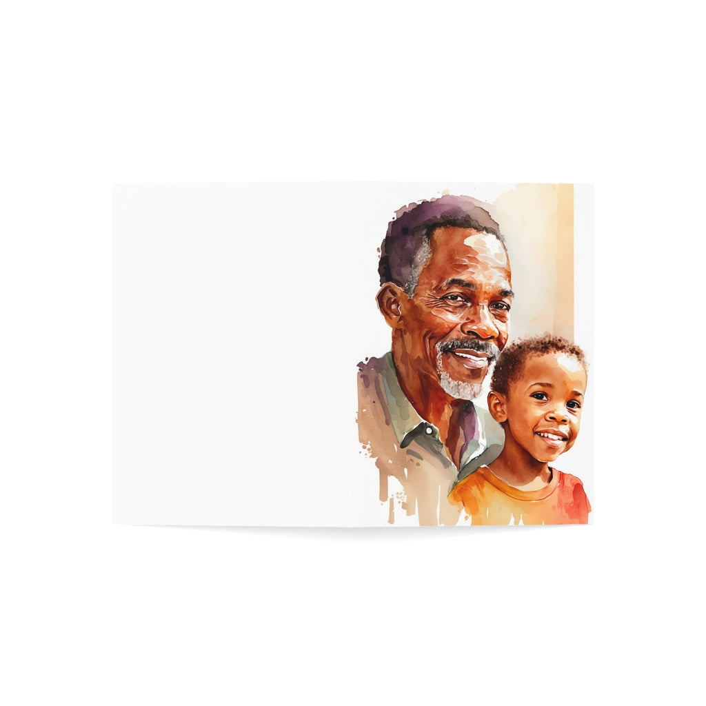 African American Fathers Day Card Watercolor Dad Gift For Him Daddy Father's Day Gift Greeting Card - 5x7 inches in Packs of 1, 10, 30, & 50