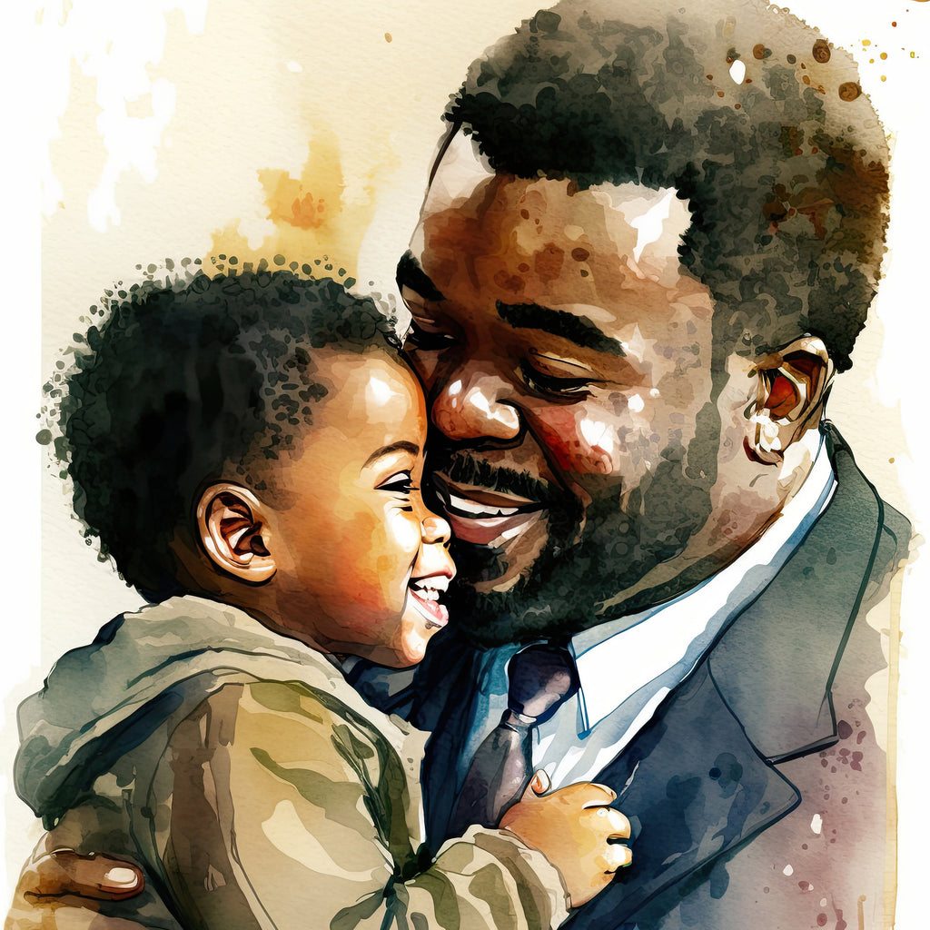 African American Fathers Day Card Watercolor Dad Gift For Him Daddy Father's Day Gift Greeting Card - 5x7 inches in Packs of 1, 10, 30, & 50