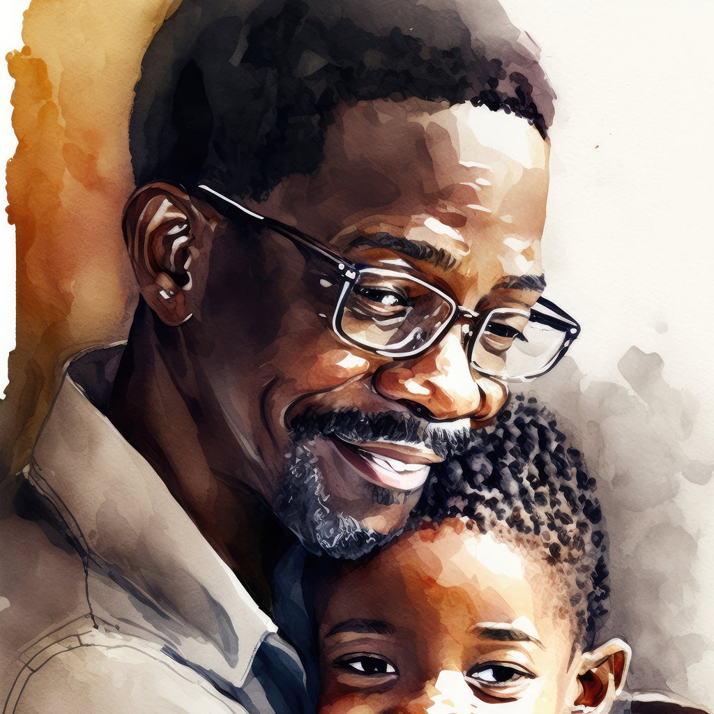 African American Fathers Day Card Watercolor Dad Gift For Him Daddy Father's Day Gift Greeting Card - 5x7 inches in Packs of 1, 10, 30, & 50