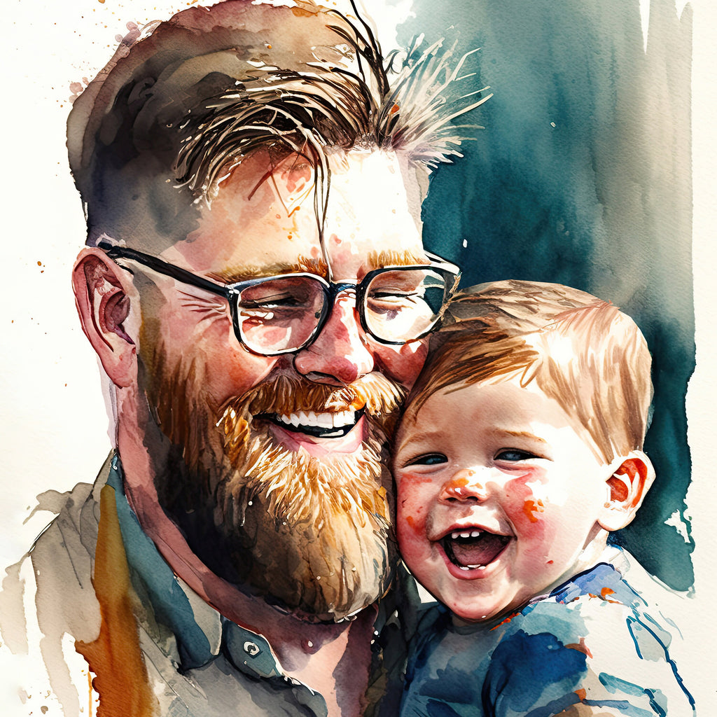 Watercolor Fathers Day Card Dad Gift For Him Daddy Father's Day Gift Greeting Card - 5x7 inches in Packs of 1, 10, 30, and 50pcs