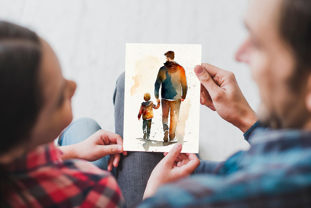 Watercolor Fathers Day Card Dad Gift For Him Daddy Father's Day Gift Greeting Card - 5x7 inches in Packs of 1, 10, 30, and 50pcs